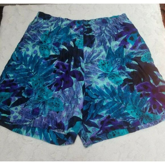 Stewart Sport by E Stewart Womens Medium Washable Silk Leaf Print Shorts - Picture 1 of 5